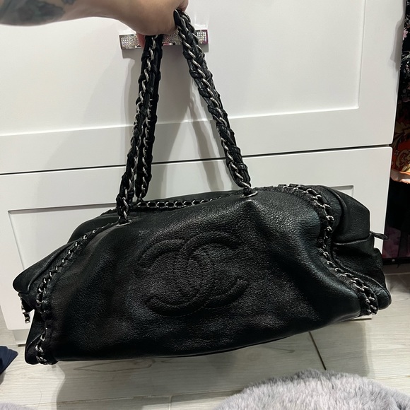 CHANEL Handbags - CHANEL Large Chain Trim Luxe Ligne Bowler Boston Bag